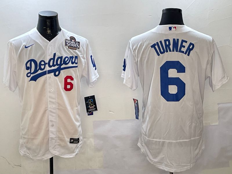 Men Los Angeles Dodgers #6 Turner White City Edition Elite Nike 2025 MLB Jersey style 3->los angeles dodgers->MLB Jersey